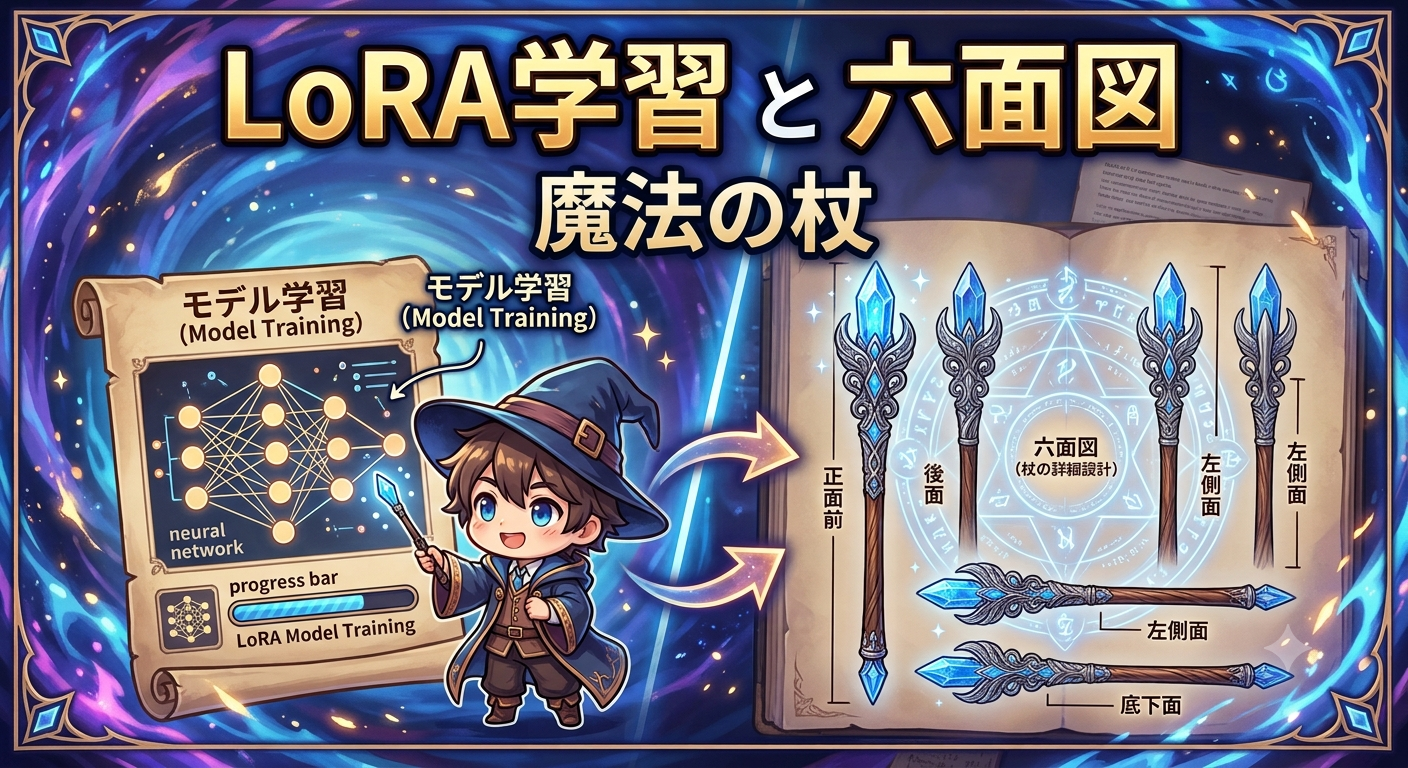 LoRA学習と六面図 魔法の杖