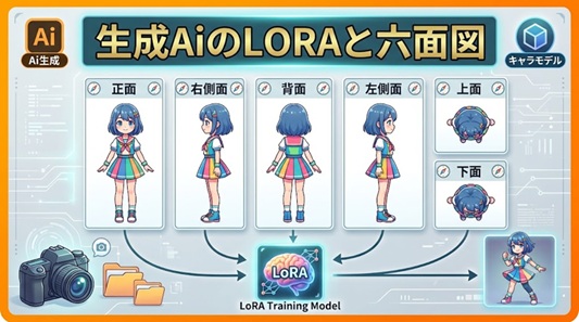 生成AiのLoRA学習と六面図